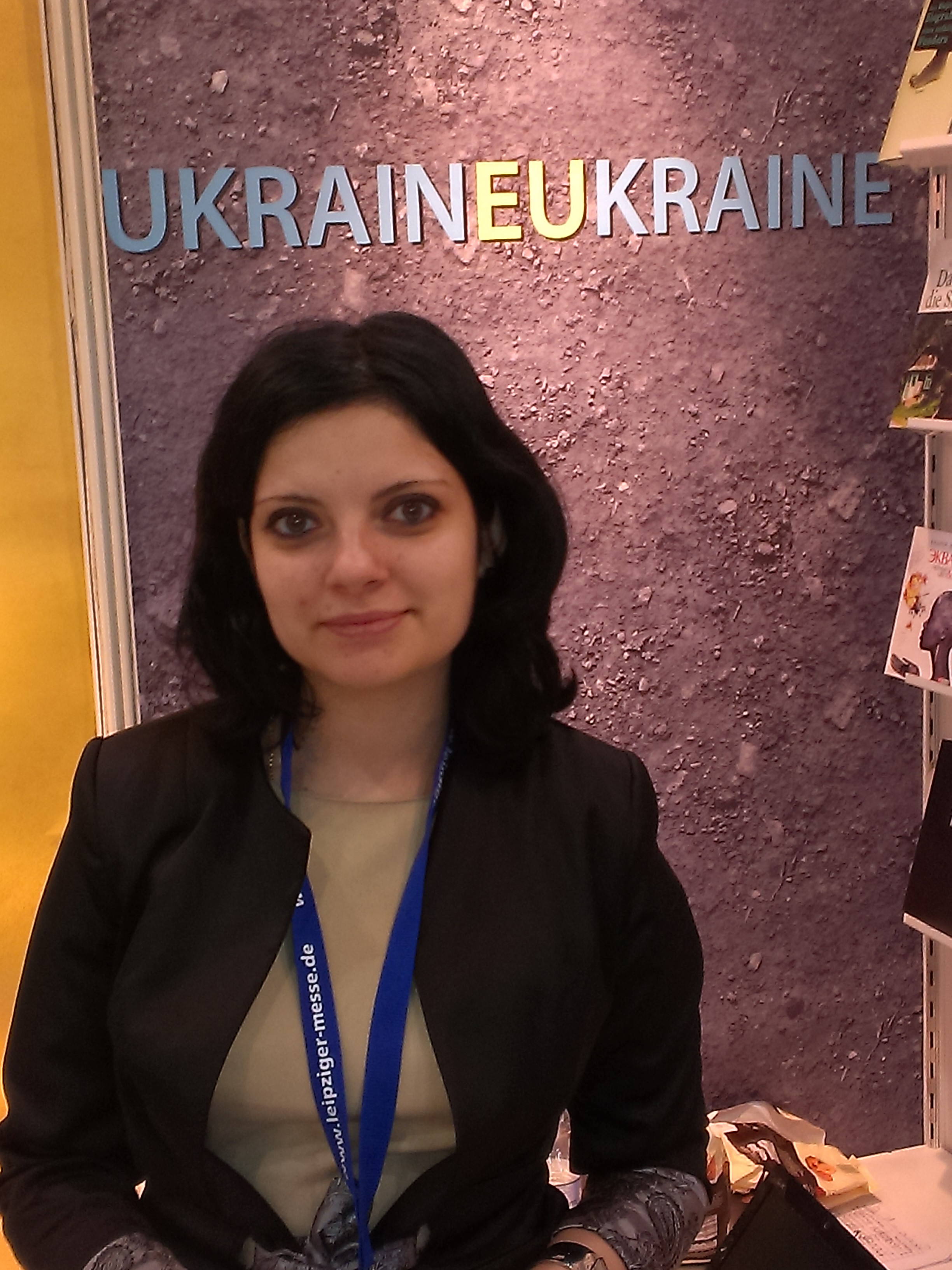 Olga Filipova am Stand der Ukraine. Foto: Detlef M. Plaisier
